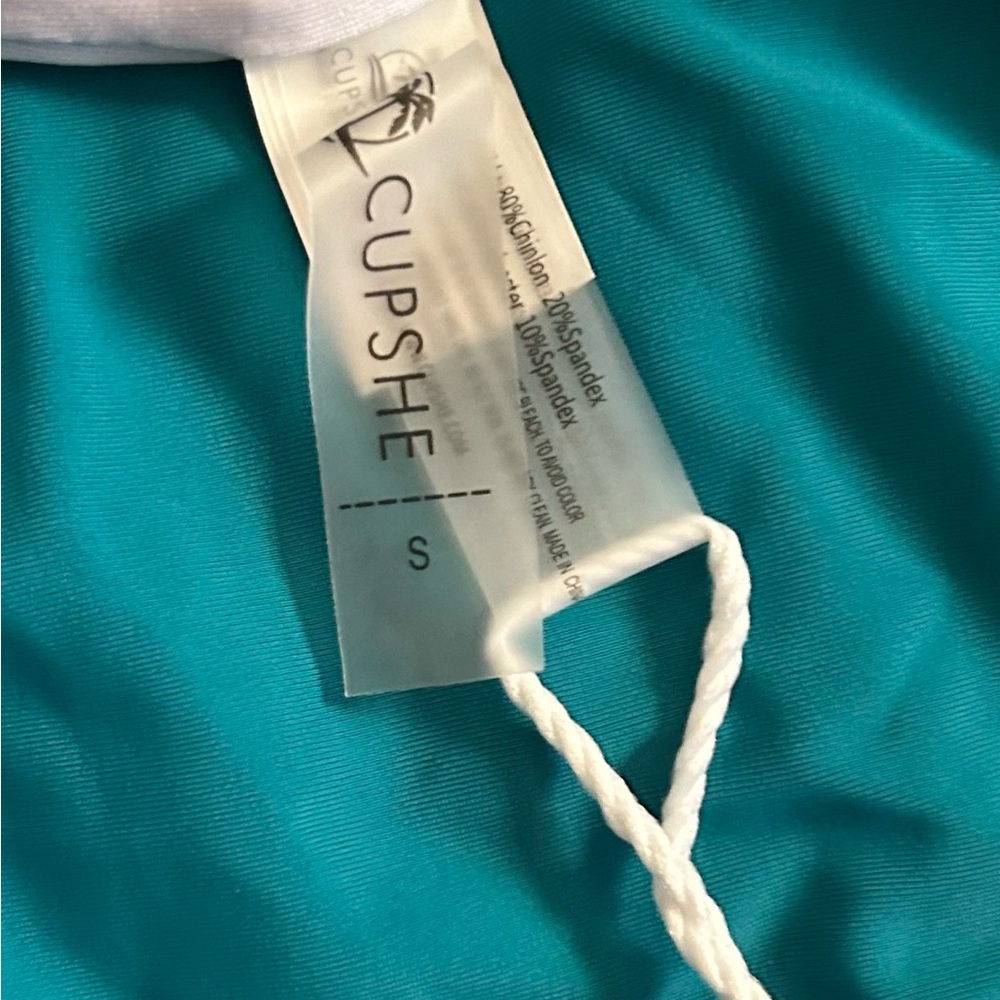 Women’s Cupshe Teal Bowknot One-Piece Swimsuit Size Small NWT - Picture 4 of 5
